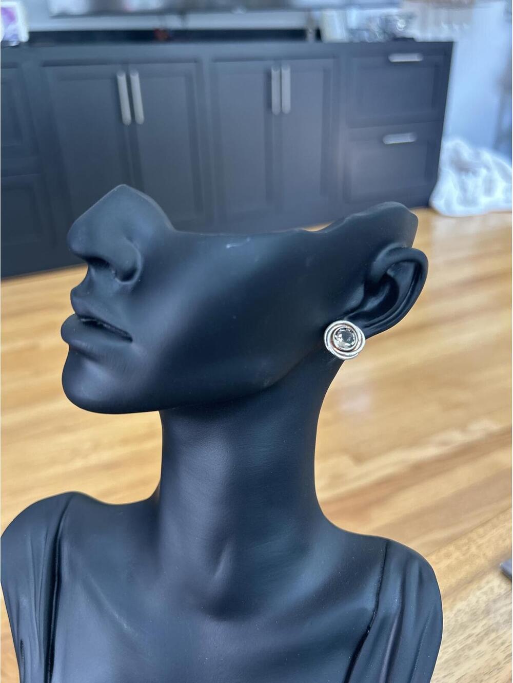 Sterling Silver Vintage Button Style Stud Earrings